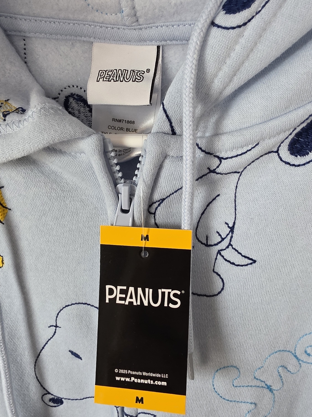 Peanuts Light Blue Snoopy & Woodstock Zip-Up Hoodie - Picture 5 of 8